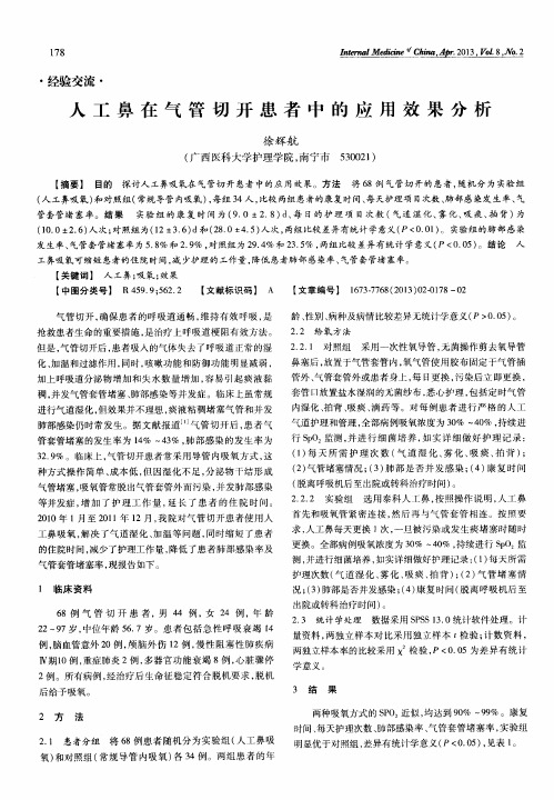 人工鼻在气管切开患者中的应用效果分析