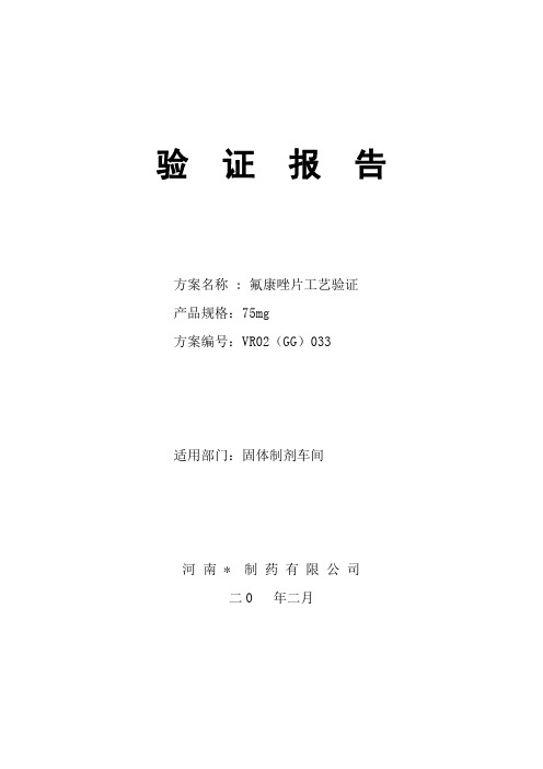 氟康唑片工艺验证