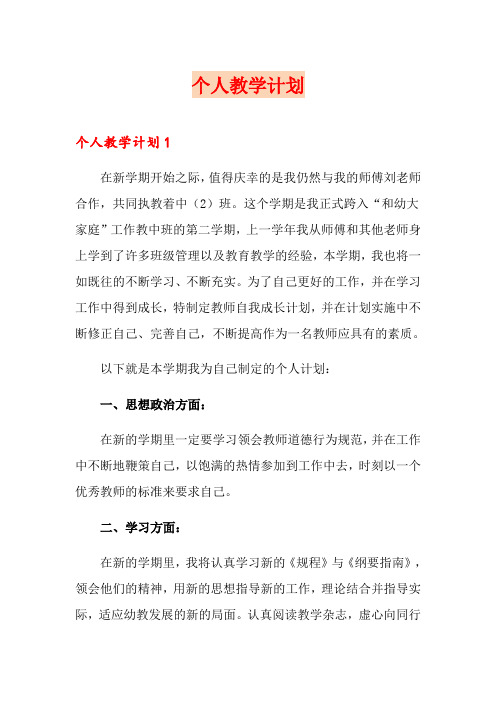 个人教学计划(word版)