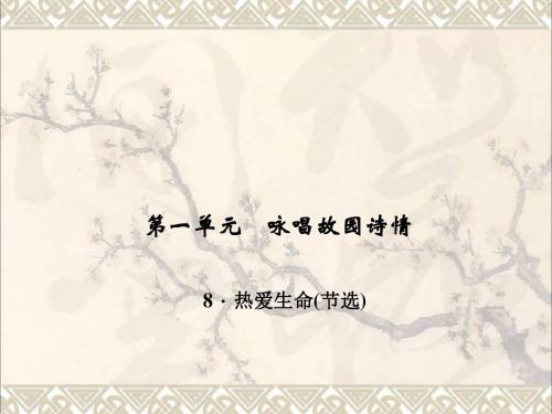 九年级语文下册第二单元8《热爱生命节选》课件1(新版)新人教版(1)