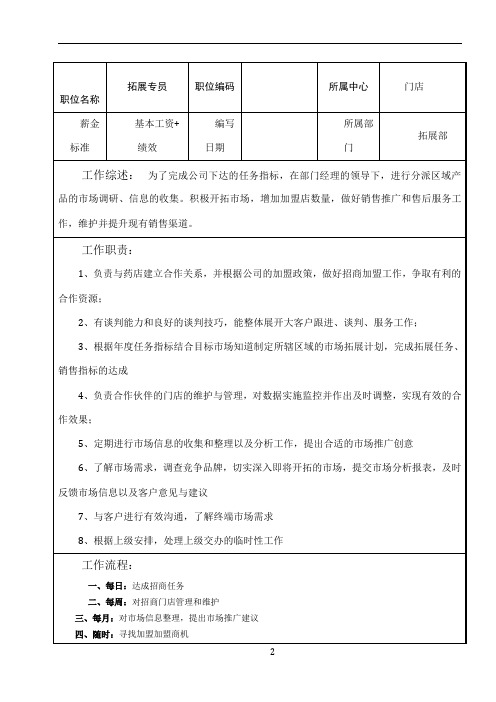 岗位说明书-拓展专员
