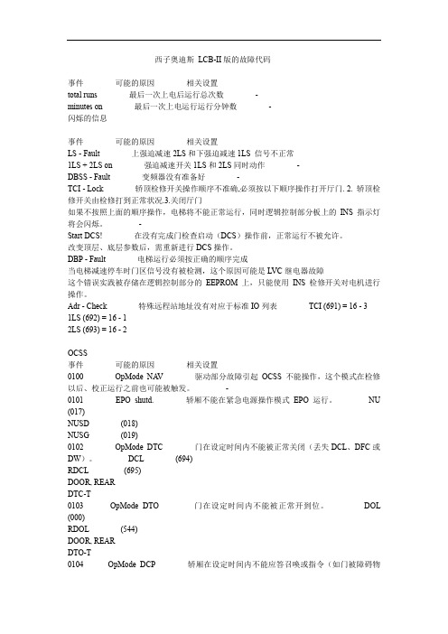 西子奥的斯_LCB-II版的故障代码