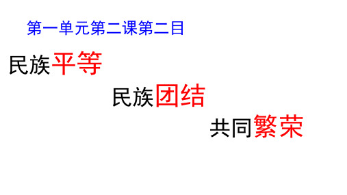 民族平等 民族团结 共同繁荣 课件