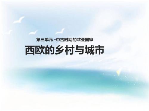 岳麓版九年级历史上册 西欧的乡村与城市 课件ppt教案