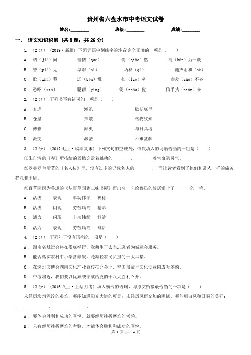 贵州省六盘水市中考语文试卷