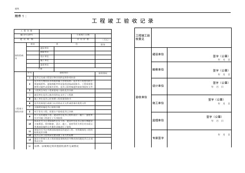 工程竣工验收记录表-京建法[2015]2号文附件