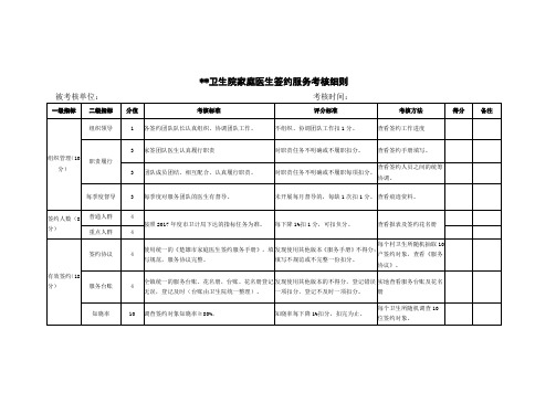家庭医生签约服务考核细则