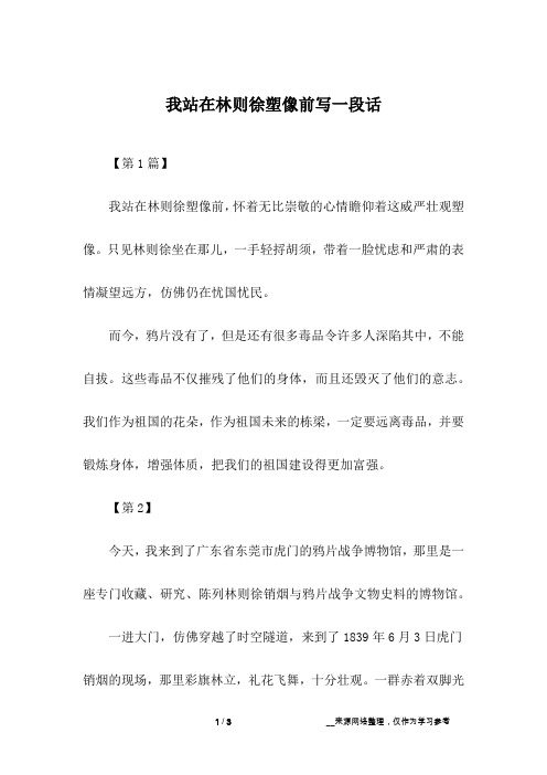 我站在林则徐塑像前写一段话