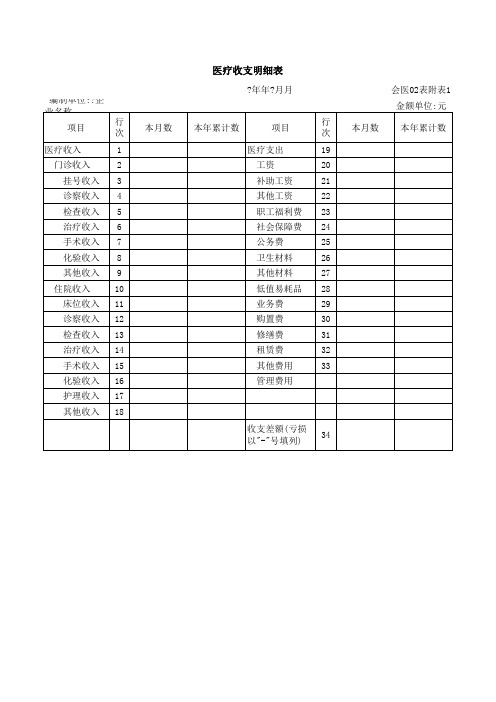 医疗收支明细表