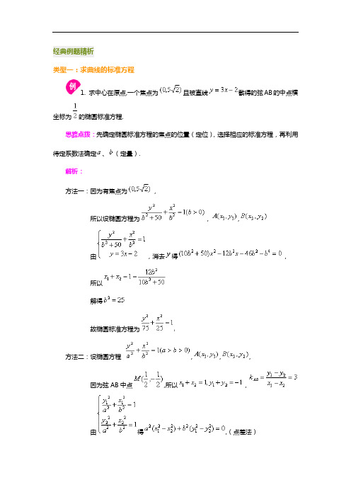 (完整版)圆锥曲线的综合经典例题(含答案解析)