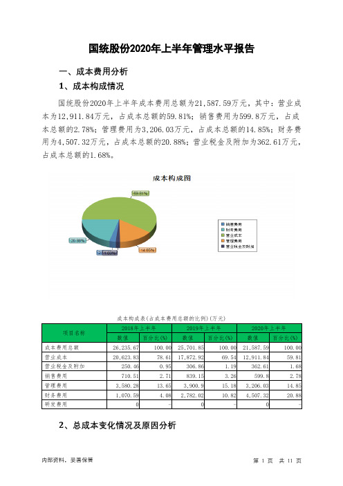 国统股份2020年上半年管理水平报告