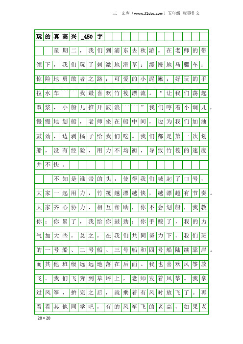 五年级叙事作文：玩的真高兴_450字