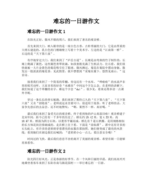 难忘的一日游作文