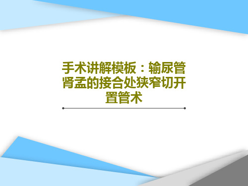 手术讲解模板：输尿管肾孟的接合处狭窄切开置管术21页PPT