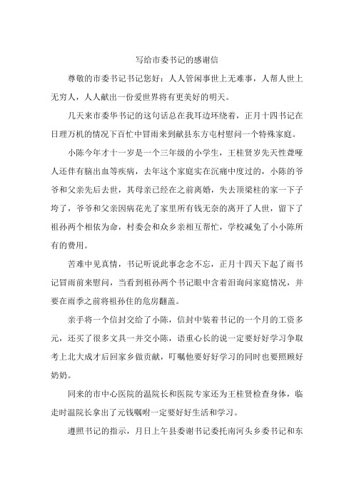 写给委书记的感谢信-作文