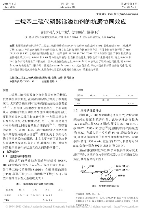 二烷基二硫代磷酸锑添加剂的抗磨协同效应_胡建强
