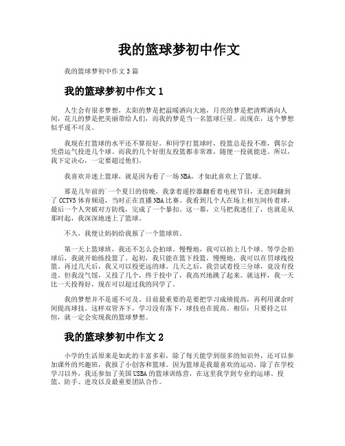 我的篮球梦初中作文