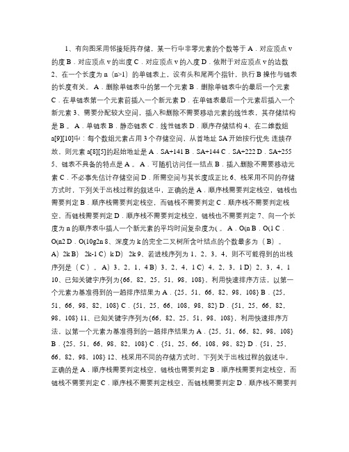 2011年山东省数据结构试题大全考试答题技巧(精)