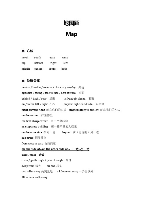 超全雅思听力场景词汇之Map地图题