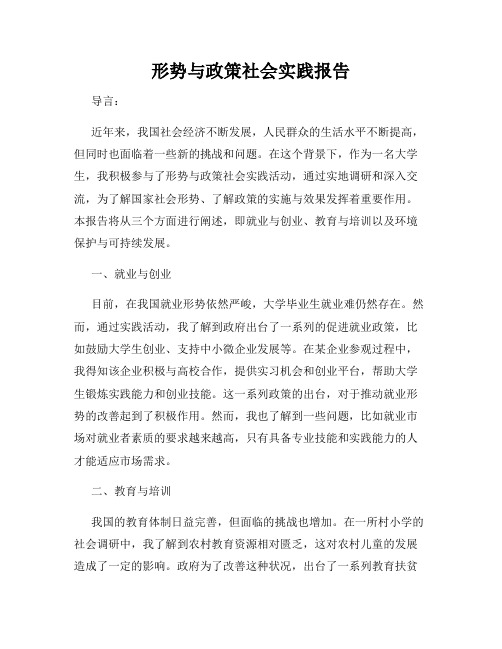 形势与政策社会实践报告