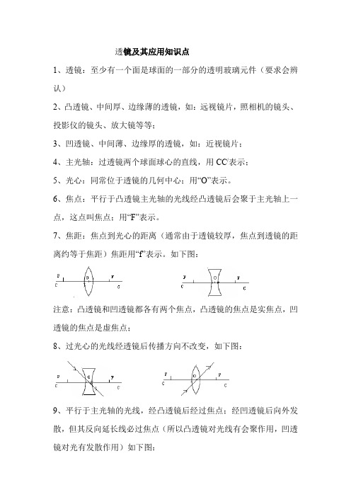 初中物理 透镜及其应用知识点