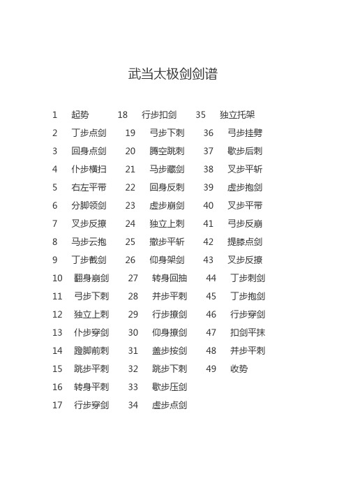 武当太极剑剑谱