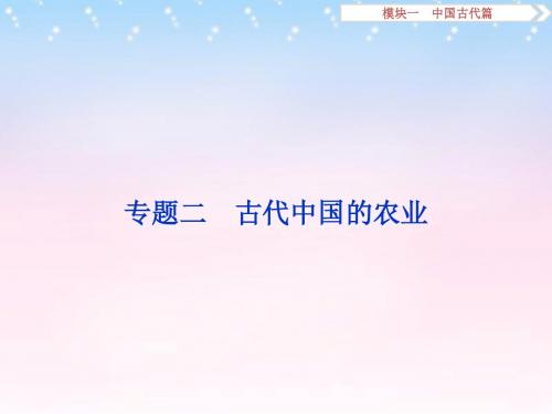 (通用版)2016年高考历史二轮复习 第一部分模块一 中国古代篇 第一步 专题优化 专题二 古代中国的农业课件
