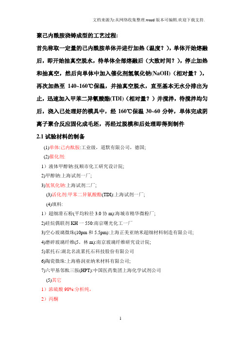 合成和测试MC尼龙试验部分