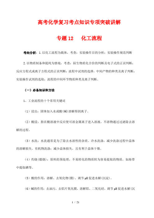 高考化学复习考点知识专项突破讲解12 化工流程