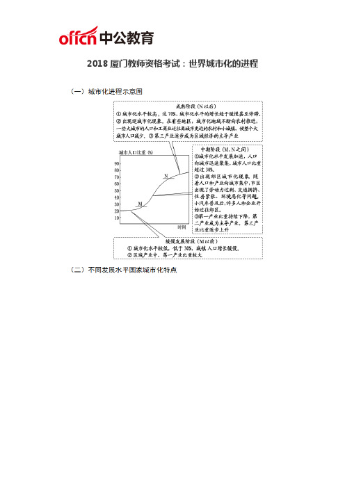 2018厦门教师资格考试：世界城市化的进程