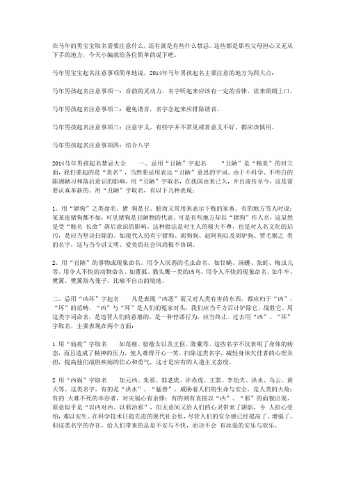 马年男宝宝取名禁忌