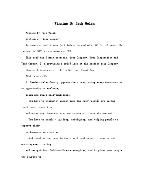 Winning By Jack Welch