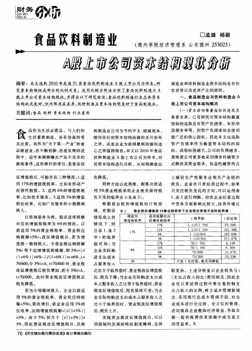食品饮料制造业A股上市公司资本结构现状分析
