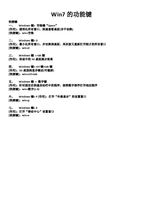 Win7的功能键