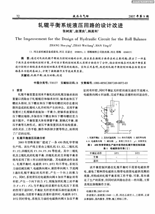 轧辊平衡系统液压回路的设计改进