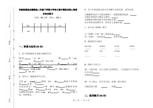 科教版摸底试题精选二年级下学期小学语文期中模拟试卷A卷课后知识练习