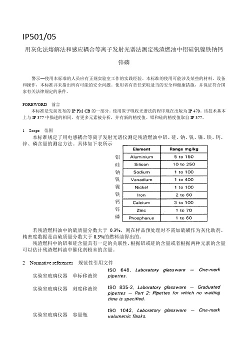 IP 501 重油金属含量分析ICP(中文)