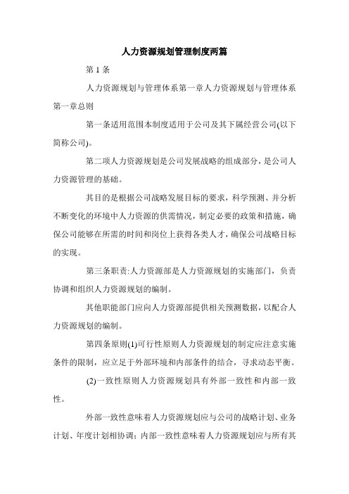 人力资源规划管理制度两篇.doc