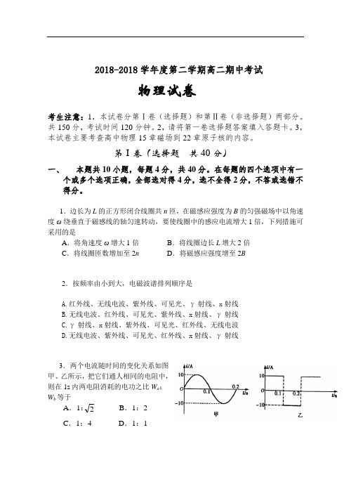 最新-高二下学期期中物理试卷 精品