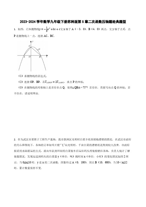 2023-2024学年数学九年级下册苏科版 第5章 二次函数压轴题经典题型(含答案解析).docx