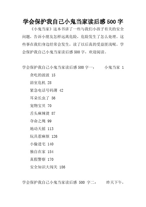 学会保护我自己小鬼当家读后感500字