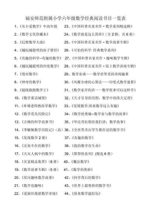 数学经典阅读书目
