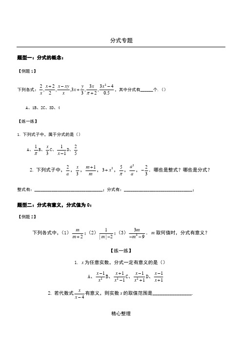 初二下册分式专题(全部题型)
