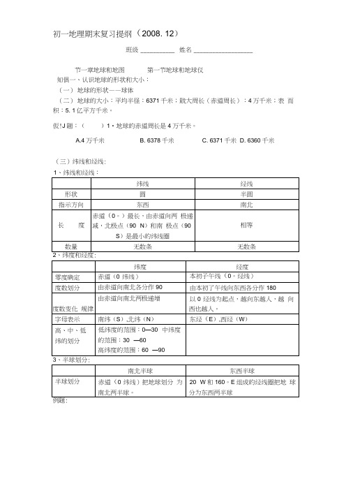 [工作]初一上册中图版地理期末复习提纲.docx
