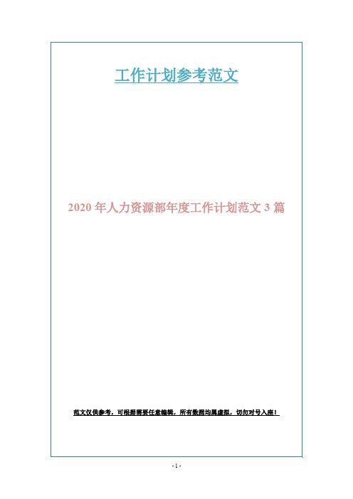 2020年人力资源部年度工作计划范文3篇