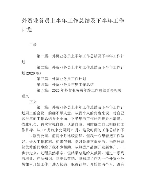 外贸业务员上半年工作总结及下半年工作计划