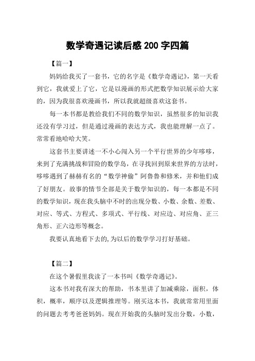数学奇遇记读后感200字四篇