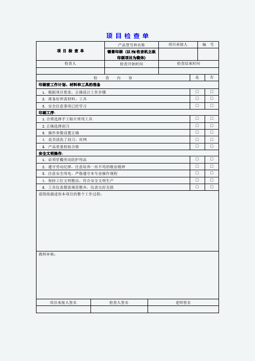 项目检查单2