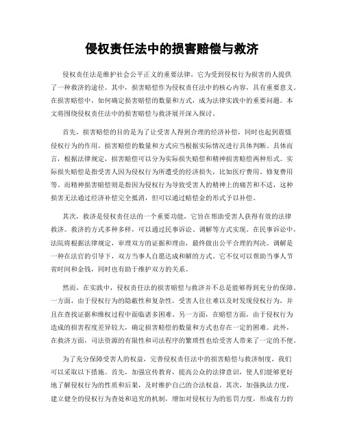 侵权责任法中的损害赔偿与救济