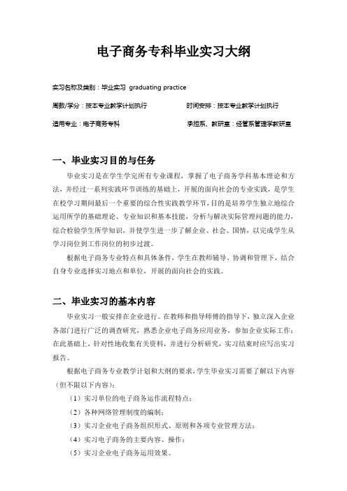 电子商务专业毕业实习大纲